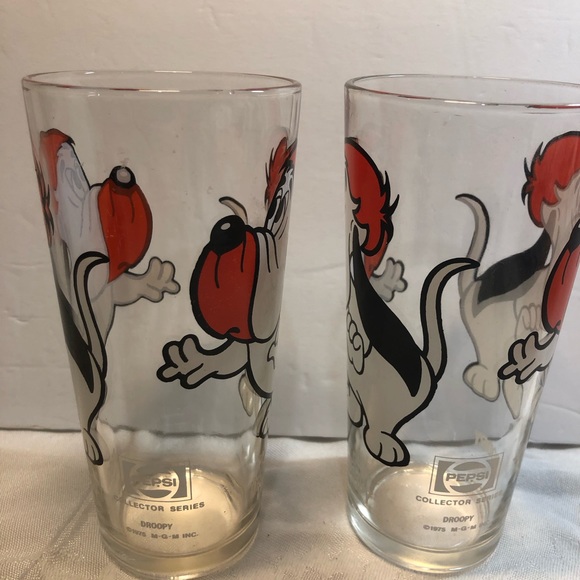 Vintage 1975 Droopy Pepsi Glasses 6.5” Tall - Picture 3 of 6